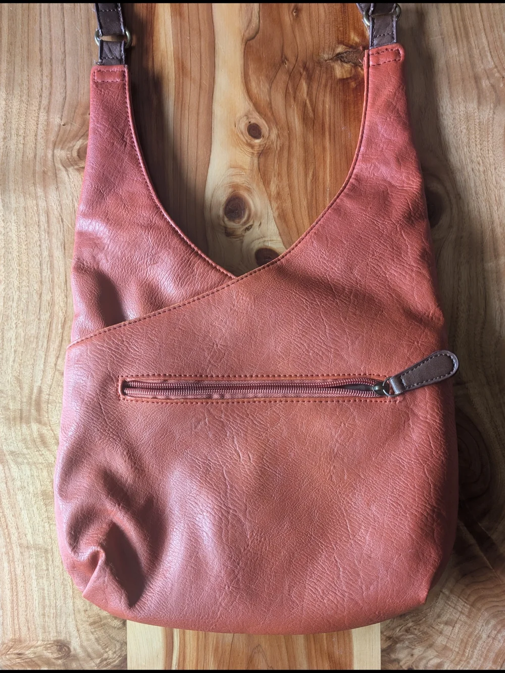 Bueno Two-Tone Orange and Brown Faux-Leather Crossbody
